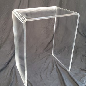 Clear Acrylic Side Table Waterfall edge &quot;U&quot; shaped end table - 21&quot; H x 21&quot;w x 12&quot;d in 1/2&quot; Lucite, Plexiglass - Made in the USA!!!
