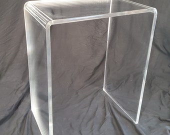 Clear Acrylic Side Table Waterfall edge "U" shaped end table - 21" H x 21"w x 12"d in 1/2" Lucite, Plexiglass - Made in the USA!!!