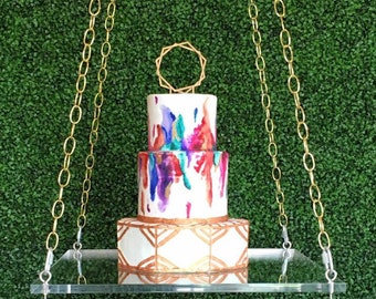 Acrylic Cake Swing - 20" dia round or sqaure - Hand Crafted in the US - Custom Sizing never a problem * No Chain*