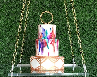 Acrylic Cake Swing - 16&quot; dia round or sqaure - Hand Crafted in the US - Custom Sizing never a problem * No Chain*