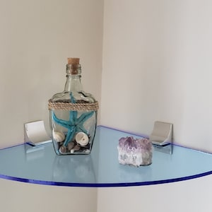 Neon Acrylic Corner wall shelf with metal brackets: 12"D 1/4" acrylic - Clear also available USA made - Choose your bracket style!