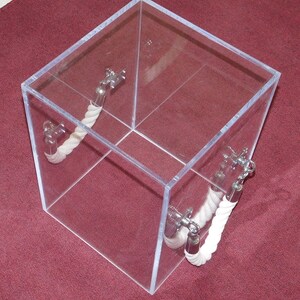 Acrylic Coffee/side Table Rope handle cube style 18 sq x 18H Made to order Custom sizing never a problem Hand crafted in the U.S. image 2