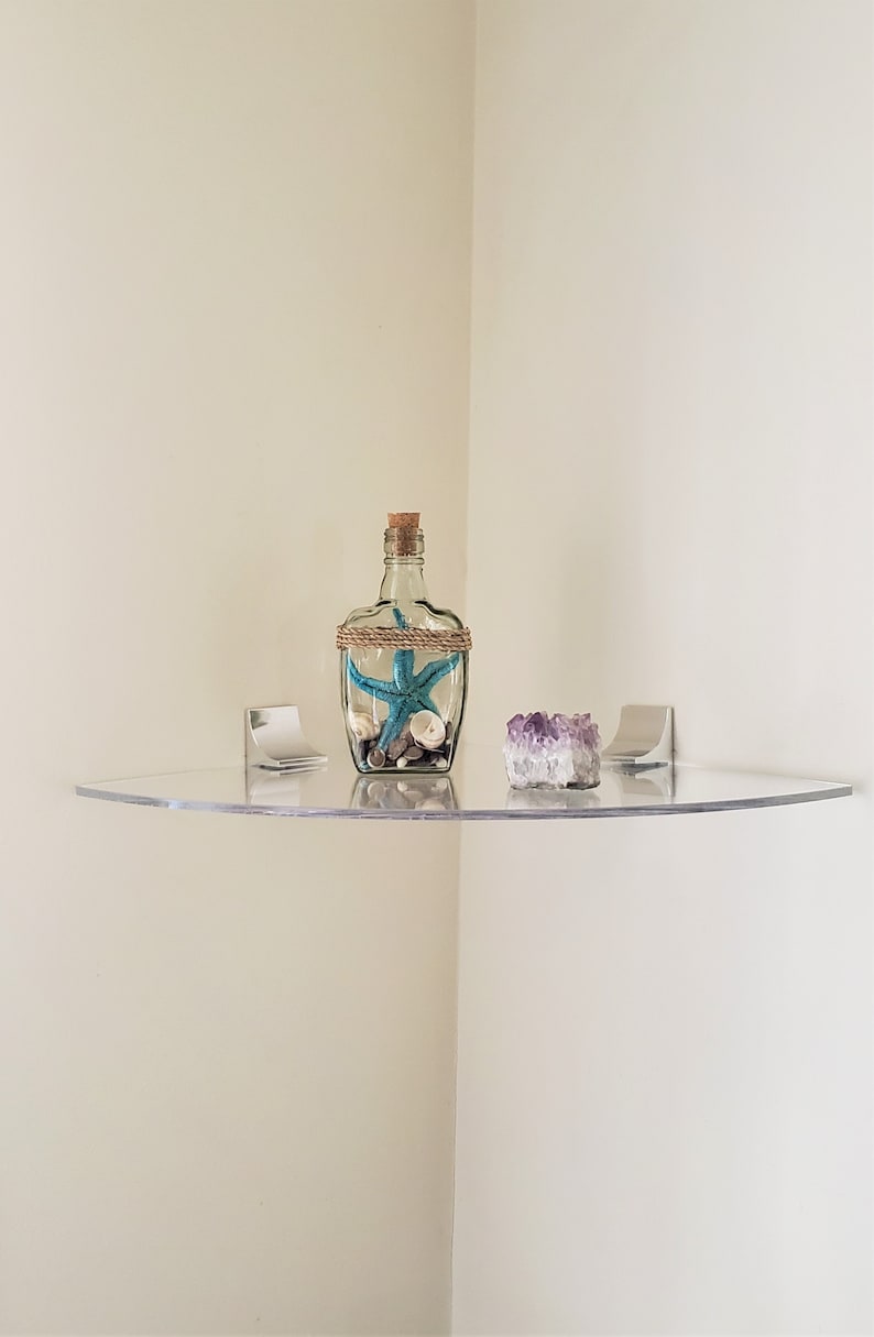 Clear Acrylic Corner Wall Shelf With Metal Brackets 12d Etsy