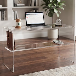 42" x 12" x 30" 3/4" Acrylic Waterfall Console Table, Lower Display Shelf