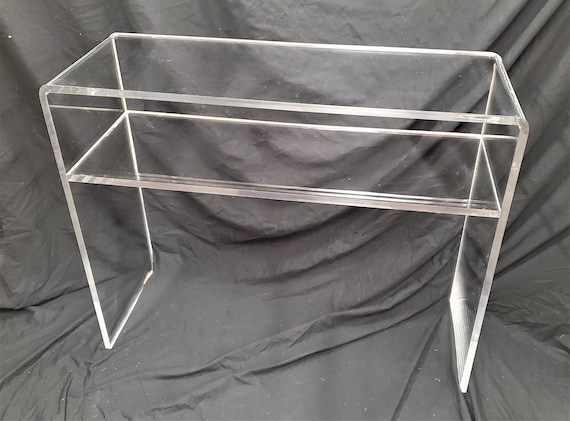 Acrylic Console Entryway Table waterfall Edge With Shelf 44l X 12w
