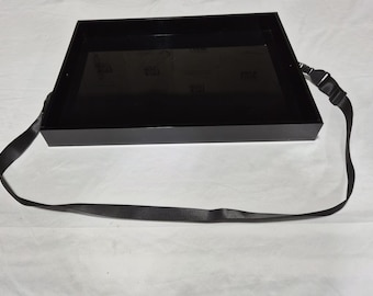 Custom Listing - set of (4) Acrylic Serving catering service tray with adjustable neck strap - 22"L x 16"D x 4"H black