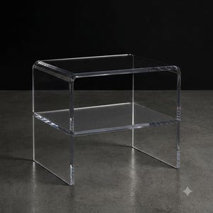 20" x 20" x 14" 3/4" Acrylic Waterfall Side Table, Display Shelf