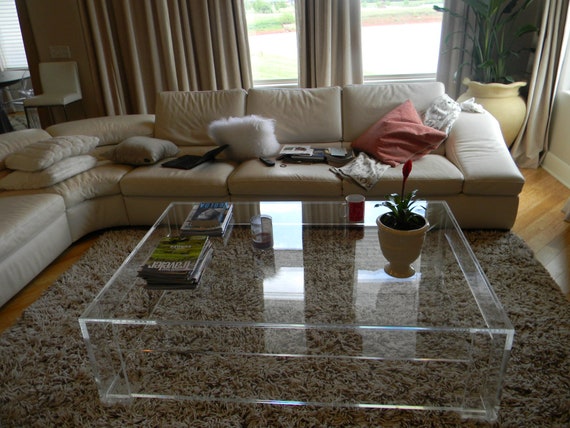 Acrylic coffee table with shelf deals