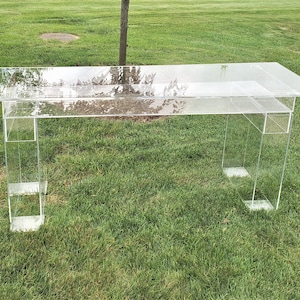 Acrylic slab top /modular table with fillable legs- 80&quot;L x 30&quot;W slab top on 72 x 24 x 4&quot; deep body - Hand crafted in the U.S.