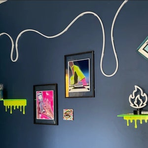 22 Groovy Neon Drip Shelf, Decorative Wall Shelf 22L x 8D x 6.25H Hand Crafted in USA available in 4 sizes Color options available image 5