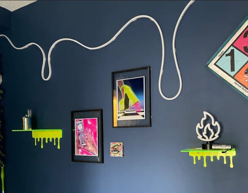 22 Groovy Neon Drip Shelf, Decorative Wall Shelf 22L x 8D x 6.25H Hand Crafted in USA available in 4 sizes Color options available image 5