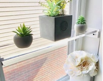 Acrylic window shelf with clear brackets - Custom size 7inch deep , 37-3/4 inch long 3/4" thick