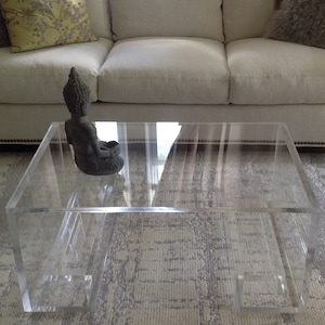 Acrylic Coffee Table &quot;Greek Key&quot; style  Made to order !! custom available - contact us for pricing on your size and thickness