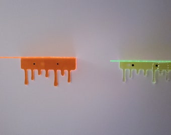 7.5" Mini Groovy Neon Drip Shelf, Decorative Wall Shelf,  - 7.5"L x 5"D x 3"H Hand Crafted in the USA- Many Color options available