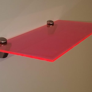 18&quot;L Neon Acrylic wall shelf with metal brackets -8&quot;wide 1/4&quot; acrylic custom sizing welcome - Choose your bracket style!