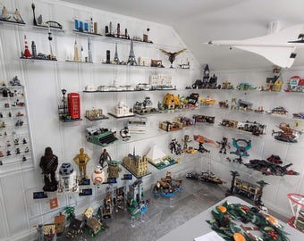 Custom Shelving for your Hobby Room.  Great for building blocks, Lego rooms, Diorammas, or any collectables.  High Quality Acrylic