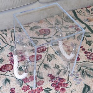 Acrylic Coffee/side Table Rope handle cube style 18 sq x 18H Made to order Custom sizing never a problem Hand crafted in the U.S. image 8