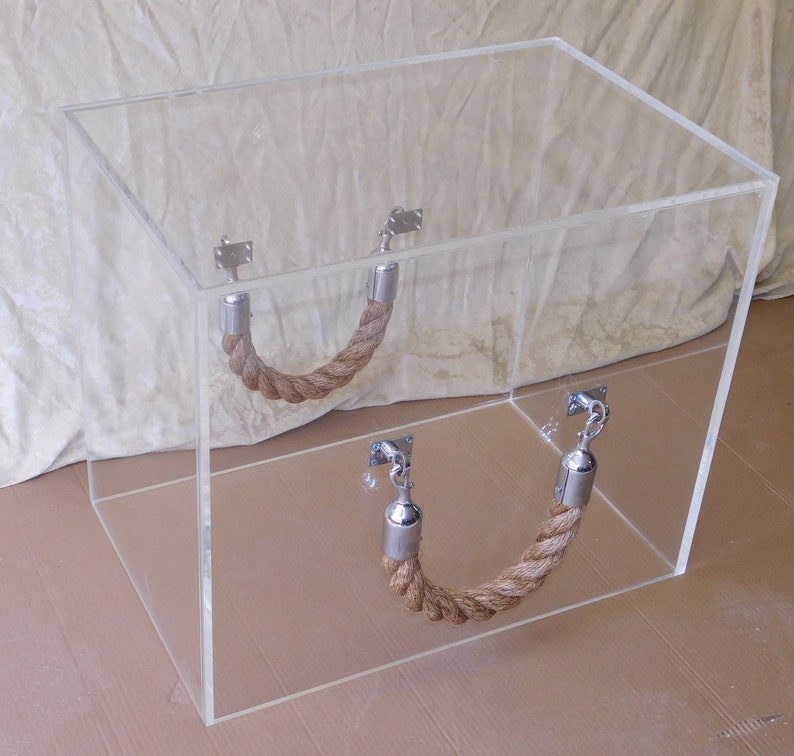 Acrylic Coffee/side Table Rope handle cube style 18 sq x 18H Made to order Custom sizing never a problem Hand crafted in the U.S. image 7
