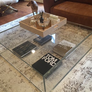 32" x 32" x 18" 3/4" Square Acrylic Coffee Table, Modern Design