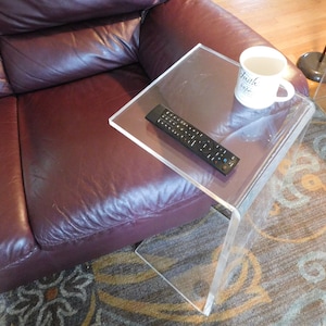 Clear Acrylic Side Table &quot;C&quot; style slide table, end table - 23&quot; H x 13&quot;D x 12&quot;W in 1/2&quot; Lucite, Plexiglass - Made in the USA!!!