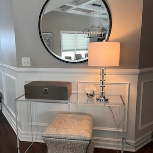 Acrylic Console table "Straight Edge"  48"L x 14"W x 30"H  3/4" thick *Custom sizing never a problem*  Handcrafted in the U.S.A.