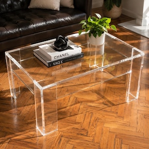 36" x 30" 1/2" Acrylic Coffee Table, Architectural Designer Base *Custom sizing never a problem*