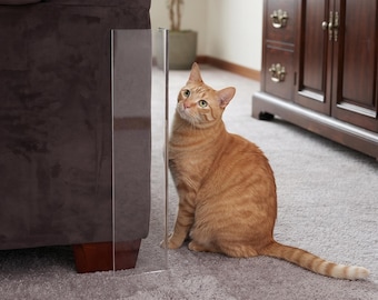 Kitty Corner 15"  Clear Acrylic Cat Scratch Guards, Set of 2, 12" or 15", Handmade USA