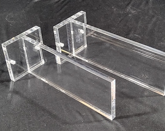 Clear Acrylic Wall brackets - 8" long x 3" deep on a 3 x 3 mounting plate - 3/8" thick acrylic set of (2)