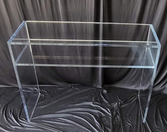 As-Is In Stock Sale!! Straight Edge Console table with shelf - 40"L x 14"D x 30" high 3/4" clear acrylic - hand crafted in the USA