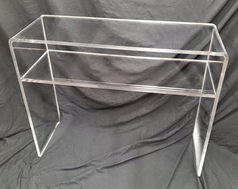Acrylic console table with shelf discount