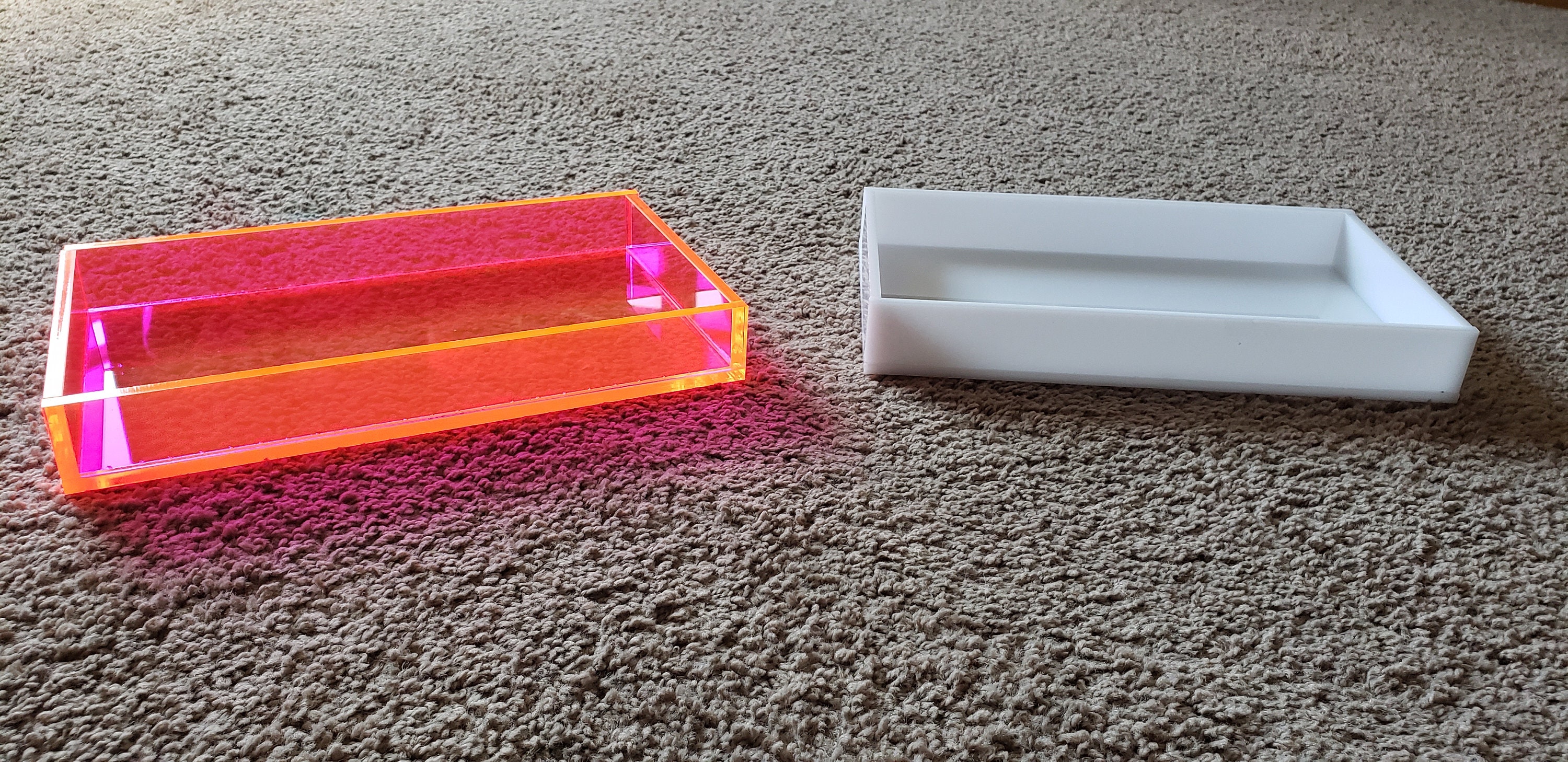 Small Acrylic Tray Neon, Clear or Solid Colors Available 9.5l X 5.5d X  1.25h Hand Crafted on the USA 