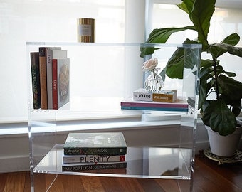 Acrylic Bookshelf / bookcase  22"H x 32"W x 12"D in 1/2" acrylic  *Custom sizing never a problem* hand crafted in the U.S.