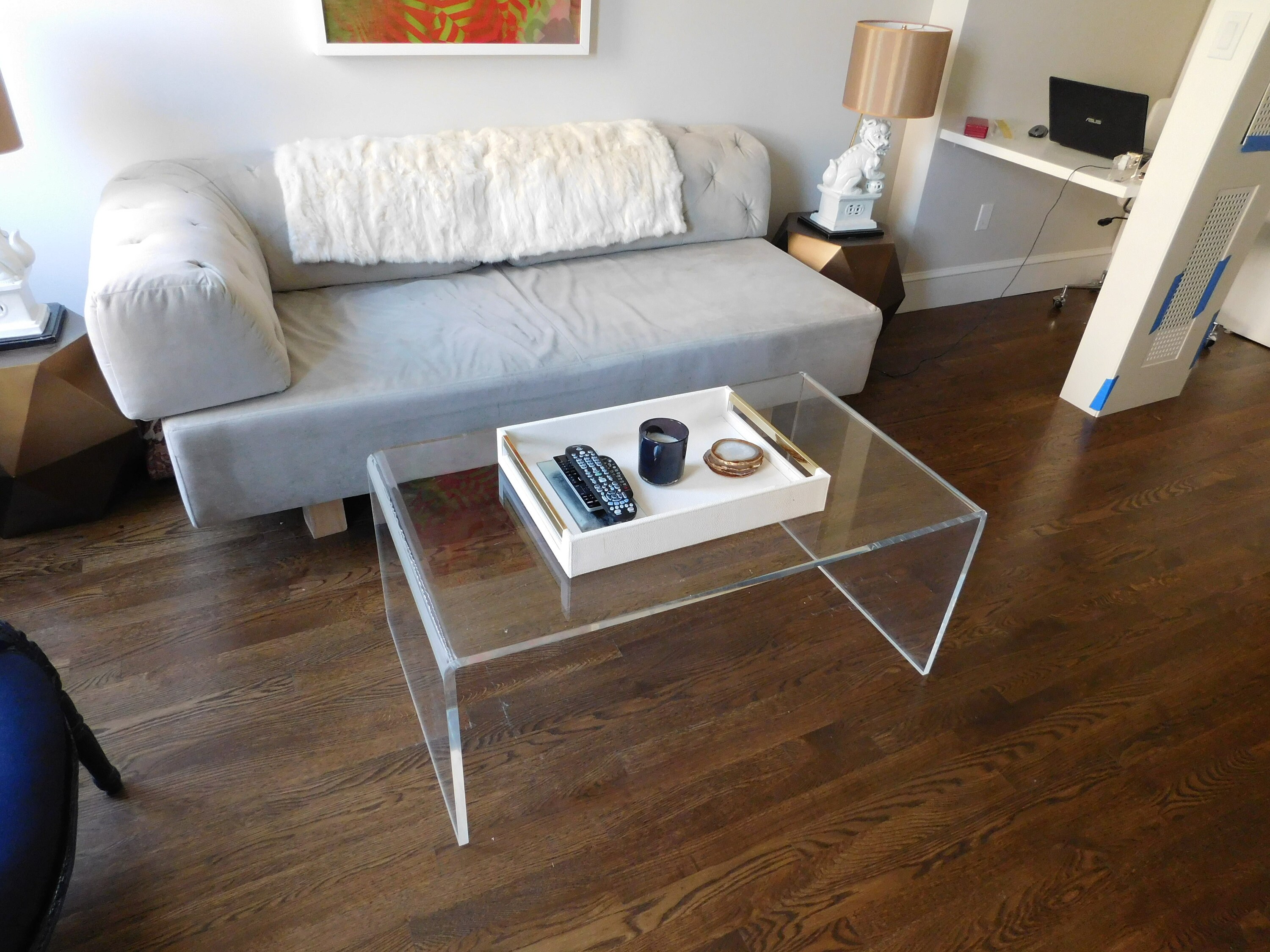 Acrylic Coffee Table waterall Edge Style 32l X 16w X 16h 3 4 Thick