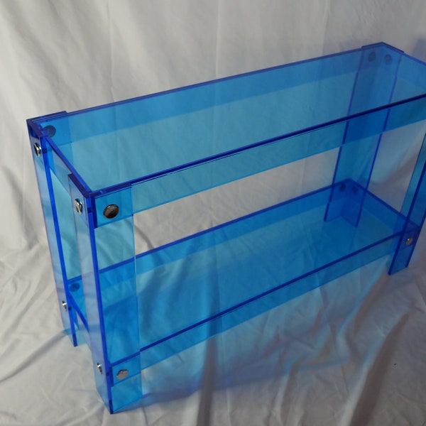 Colored Acrylic Console Table "Button Line" style w/ shelf 42"x16"x30"H Made to order,Custom sizing never a problem,Hand crafted in the U.S.