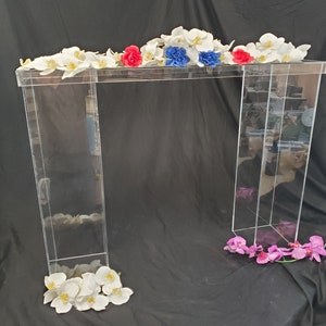 Clear Acrylic bridge- centerpiece / stand - 30"H x 30"L x 8"W - Hand Crafted in the U.S.A - This is not a table, it is a centerpiece