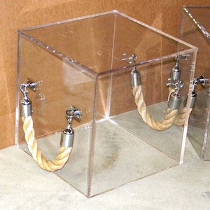 Acrylic Coffee/side Table Rope handle cube style 18 sq x 18H Made to order Custom sizing never a problem Hand crafted in the U.S. image 1