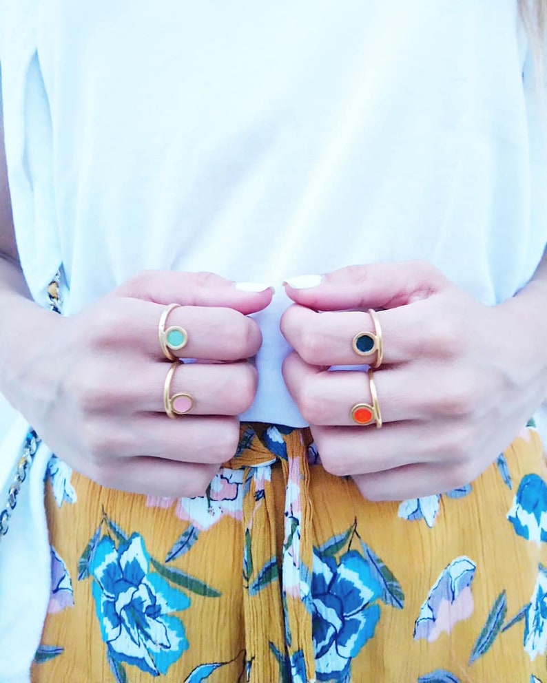 Color Ring Enamel Ring Goldplated Ring Minimalist Ring Etsy