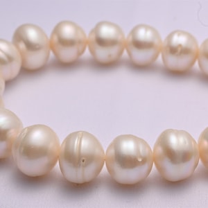 10-14mm De spiraalvormige oppervlak parel streng, Grote Edison parelketting, witte barokke parel kralen. LWED01
