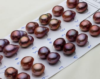 10-11mm Deep color pearl pair,100% natural color pearl pair,purple Edison pearl pair,baroque pearl pair.ZSED-1-2