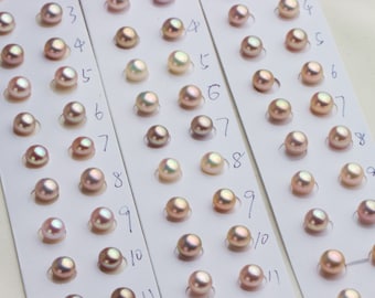 6.5-7mm metallic color button pearl pairs,pink/purple/white pearl beads,tiny pearl earrings,NO hole.