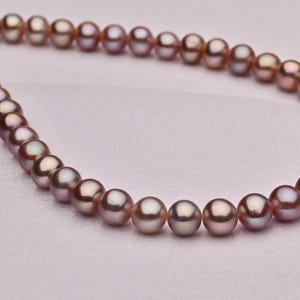 5-5.5mm Metallic Purple Freshwater Pearl Strand - Near-Round, Color-Shifting, 40cm/43cm with Silver Clasp.WASL07