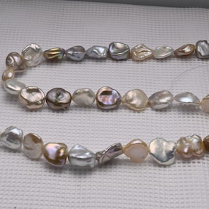 10-12mm Baroque pearl strand,mixed color KESHI pearl strand,silver white pearl beads.JZDB02