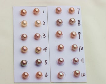 6-6.5mm round pearl pairs,metallic color pearls,pearl earrings,purple pearl,pink pearl,jewelry,fresh water pearls.