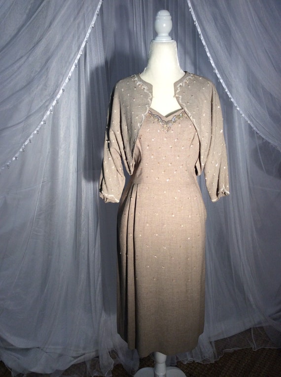 Vintage 1940’s Claudia Young oatmeal, soft, linen… - image 1