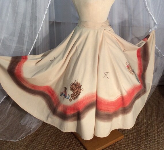 Hand painted rockabilly, rodeo motif, full circle