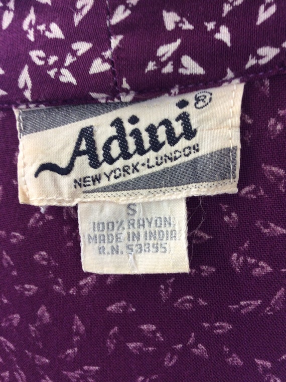 Vintage 1970’s Adini wine- colored rayon print button… - Gem