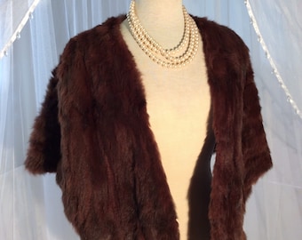 Vintage 1950’s Lake City Furs, Seattle, brown fur stole with pockets