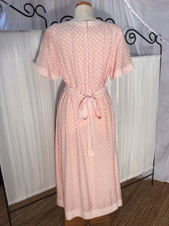 1980's Jamie Brooke pink polka dot maxi day dress - image 6