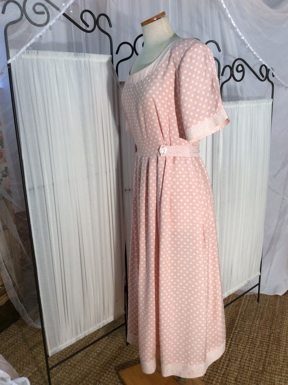 1980's Jamie Brooke pink polka dot maxi day dress - image 8