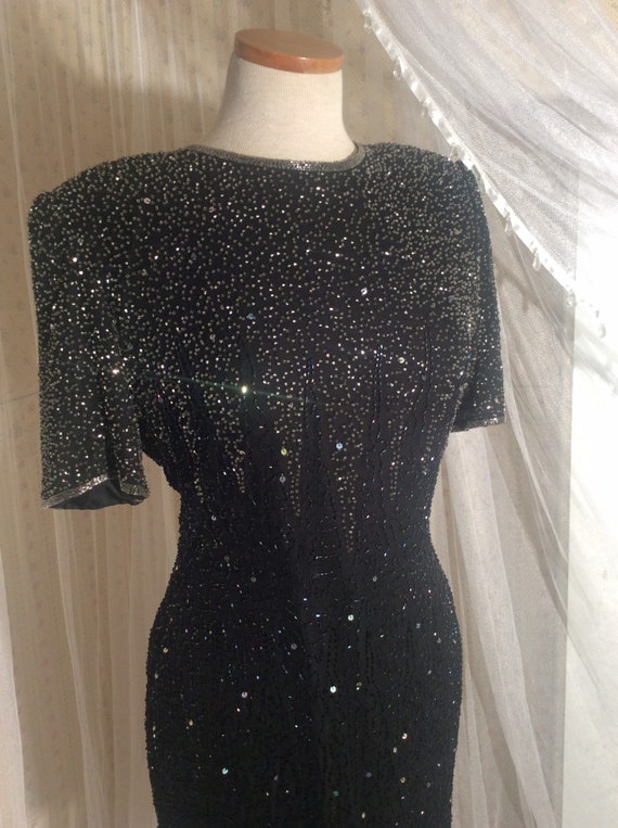 Vintage Lawrence Kazan black beaded and sequined … - image 2